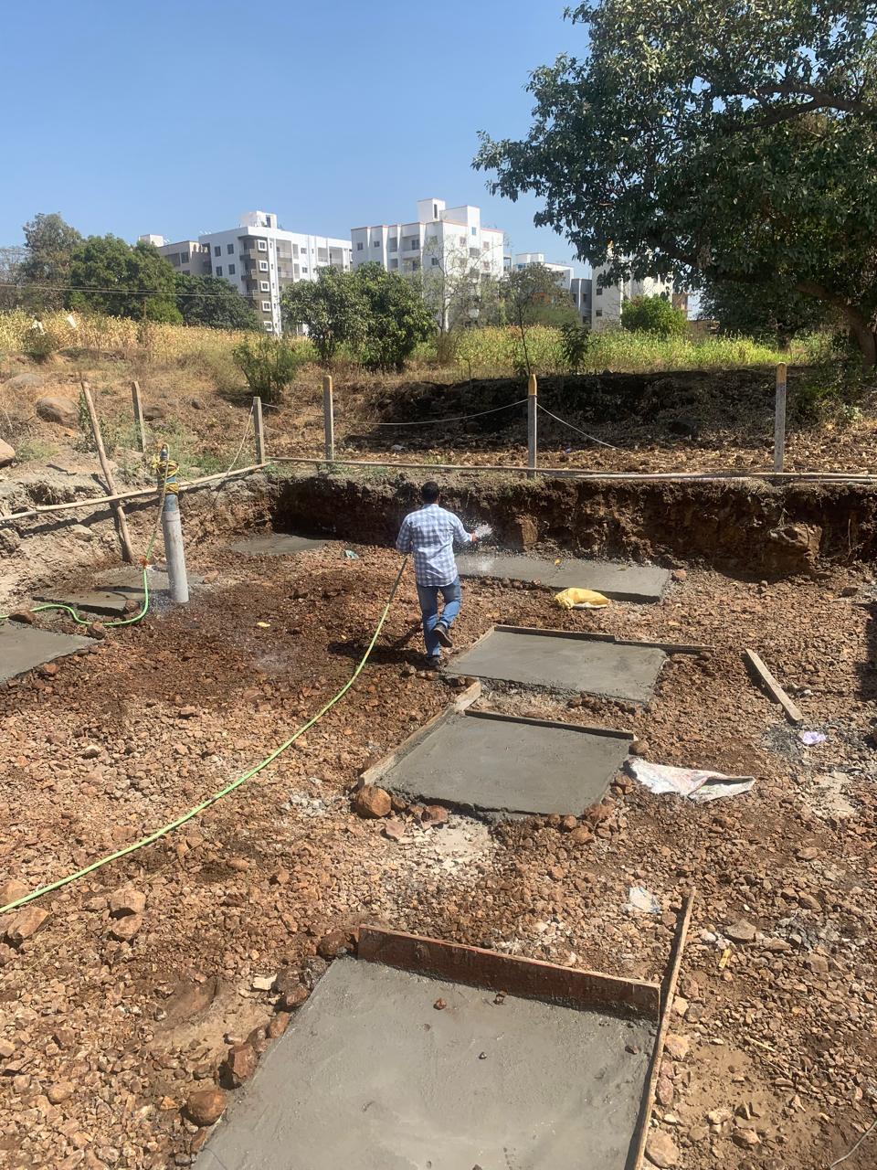 Footing preparation at residential construction site